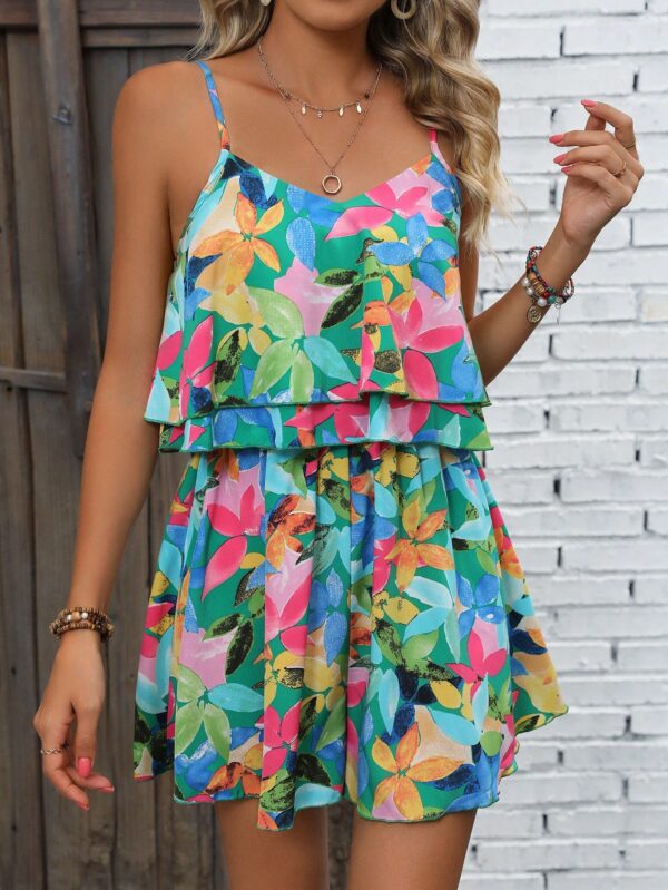 Mono Corto Boho con Estampado Completo y Volantes - Image 6