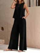 Conjunto Casual Top de Tirantes y Pantalón de Pierna Ancha