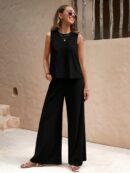 Conjunto Casual Top de Tirantes y Pantalón de Pierna Ancha
