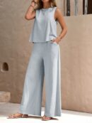 Conjunto Casual Top de Tirantes y Pantalón de Pierna Ancha