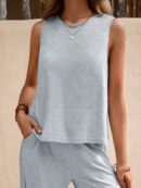 Conjunto Casual Top de Tirantes y Pantalón de Pierna Ancha