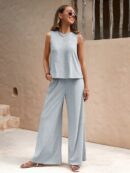 Conjunto Casual Top de Tirantes y Pantalón de Pierna Ancha