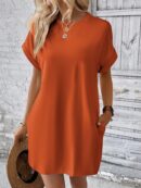 Vestido Casual Manga Murciélago con Bolsillo Oculto