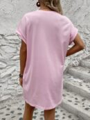 Vestido Casual Manga Murciélago con Bolsillo Oculto
