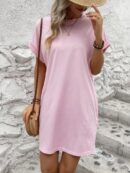 Vestido Casual Manga Murciélago con Bolsillo Oculto