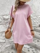 Vestido Casual Manga Murciélago con Bolsillo Oculto