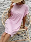 Vestido Casual Manga Murciélago con Bolsillo Oculto