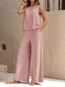 Conjunto Casual Top de Tirantes y Pantalón de Pierna Ancha