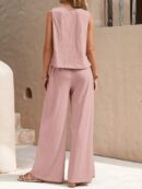 Conjunto Casual Top de Tirantes y Pantalón de Pierna Ancha