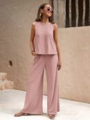 Conjunto Casual Top de Tirantes y Pantalón de Pierna Ancha