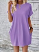 Vestido Casual Manga Murciélago con Bolsillo Oculto