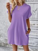 Vestido Casual Manga Murciélago con Bolsillo Oculto