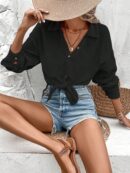 Camisa Larga con Hombros Caídos y Botones Frontales