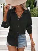 Camisa Larga con Hombros Caídos y Botones Frontales