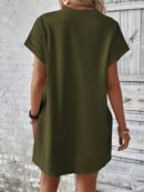 Vestido Casual Manga Murciélago con Bolsillo Oculto