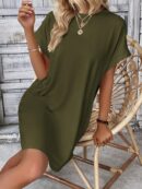Vestido Casual Manga Murciélago con Bolsillo Oculto