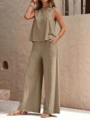 Conjunto Casual Top de Tirantes y Pantalón de Pierna Ancha