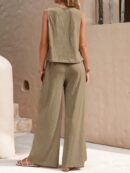 Conjunto Casual Top de Tirantes y Pantalón de Pierna Ancha