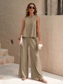 Conjunto Casual Top de Tirantes y Pantalón de Pierna Ancha