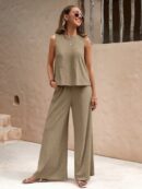 Conjunto Casual Top de Tirantes y Pantalón de Pierna Ancha