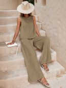 Conjunto Casual Top de Tirantes y Pantalón de Pierna Ancha