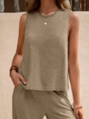 Conjunto Casual Top de Tirantes y Pantalón de Pierna Ancha