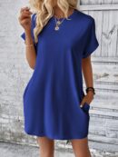 Vestido Casual Manga Murciélago con Bolsillo Oculto