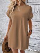 Vestido Casual Manga Murciélago con Bolsillo Oculto