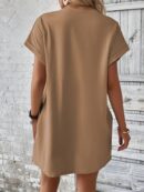 Vestido Casual Manga Murciélago con Bolsillo Oculto