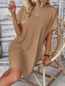 Vestido Casual Manga Murciélago con Bolsillo Oculto