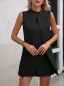 Mono Corto Negro de Cuello Alto y Cintura Alta