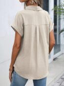 Camisa Casual de Manga Murciélago con Botones Frontales