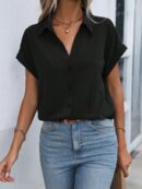 Camisa Casual de Manga Murciélago con Botones Frontales
