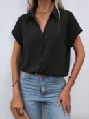 Camisa Casual de Manga Murciélago con Botones Frontales