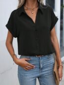Camisa Casual de Manga Murciélago con Botones Frontales