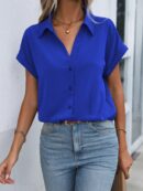 Camisa Casual de Manga Murciélago con Botones Frontales