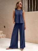 Conjunto Casual Top de Tirantes y Pantalón de Pierna Ancha