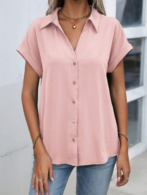 Camisa Casual de Manga Murciélago con Botones Frontales - Image 101