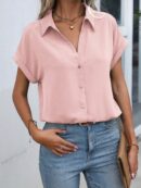 Camisa Casual de Manga Murciélago con Botones Frontales