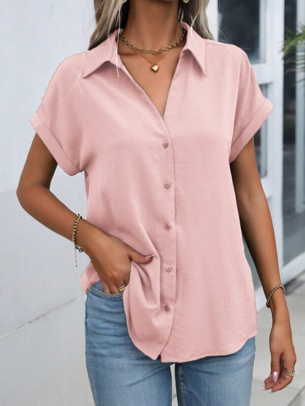 Camisa Casual de Manga Murciélago con Botones Frontales - Image 104