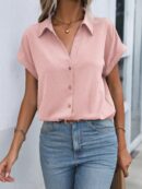 Camisa Casual de Manga Murciélago con Botones Frontales