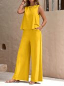 Conjunto Casual Top de Tirantes y Pantalón de Pierna Ancha