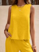 Conjunto Casual Top de Tirantes y Pantalón de Pierna Ancha