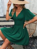 Vestido Casual Cuello en V con Mangas Mariposa