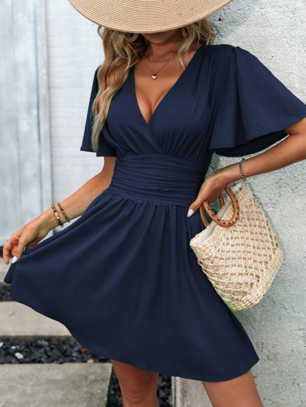 Vestido Casual Cuello en V con Mangas Mariposa - Image 146