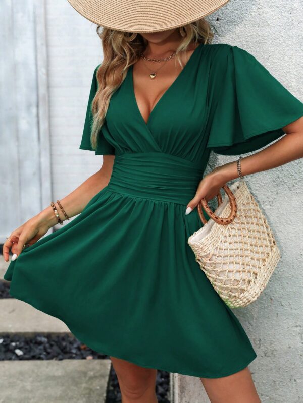 Vestido Casual Cuello en V con Mangas Mariposa - Image 118