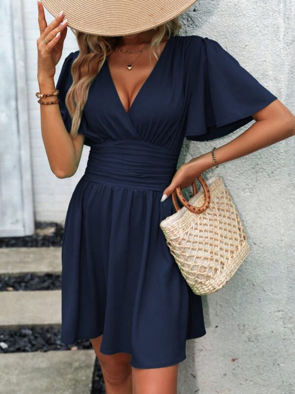 Vestido Casual Cuello en V con Mangas Mariposa - Image 148
