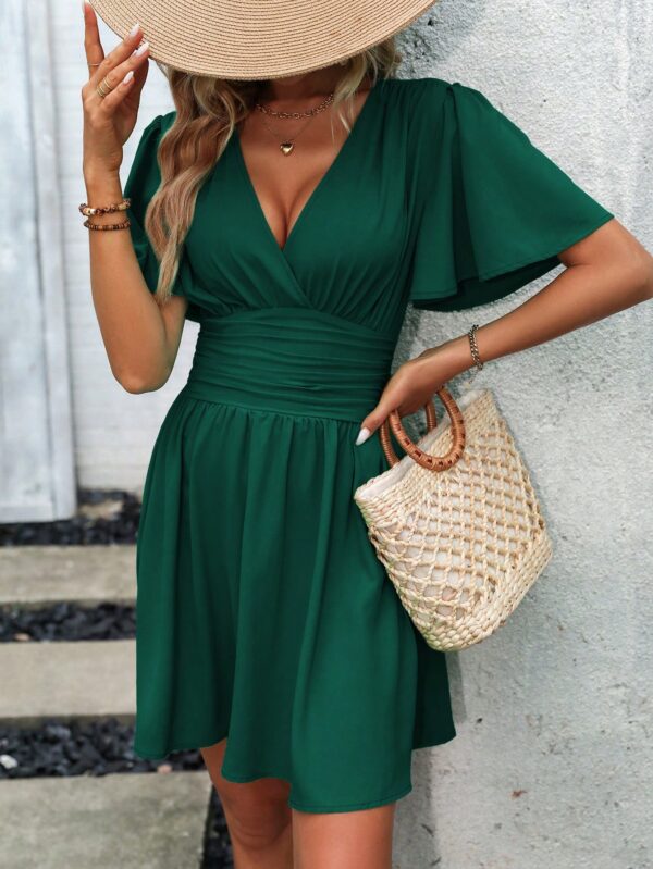 Vestido Casual Cuello en V con Mangas Mariposa - Image 119