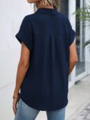 Camisa Casual de Manga Murciélago con Botones Frontales