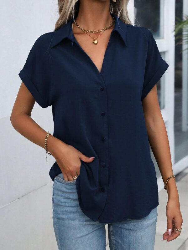Camisa Casual de Manga Murciélago con Botones Frontales - Image 181